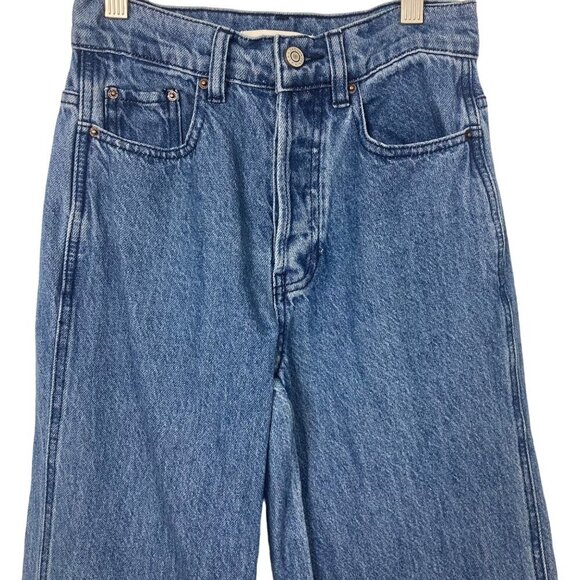 PacSun Eco Bandana Patch High Waisted Baggy Jeans 23 Womens Wide Leg Button Fly - Picture 2 of 9